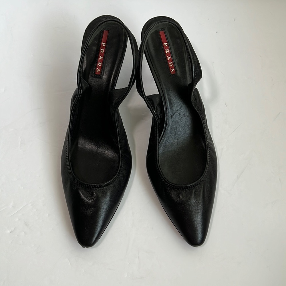 GUC👡 Prada Black Slingback Pumps SZ-37.5 / 7